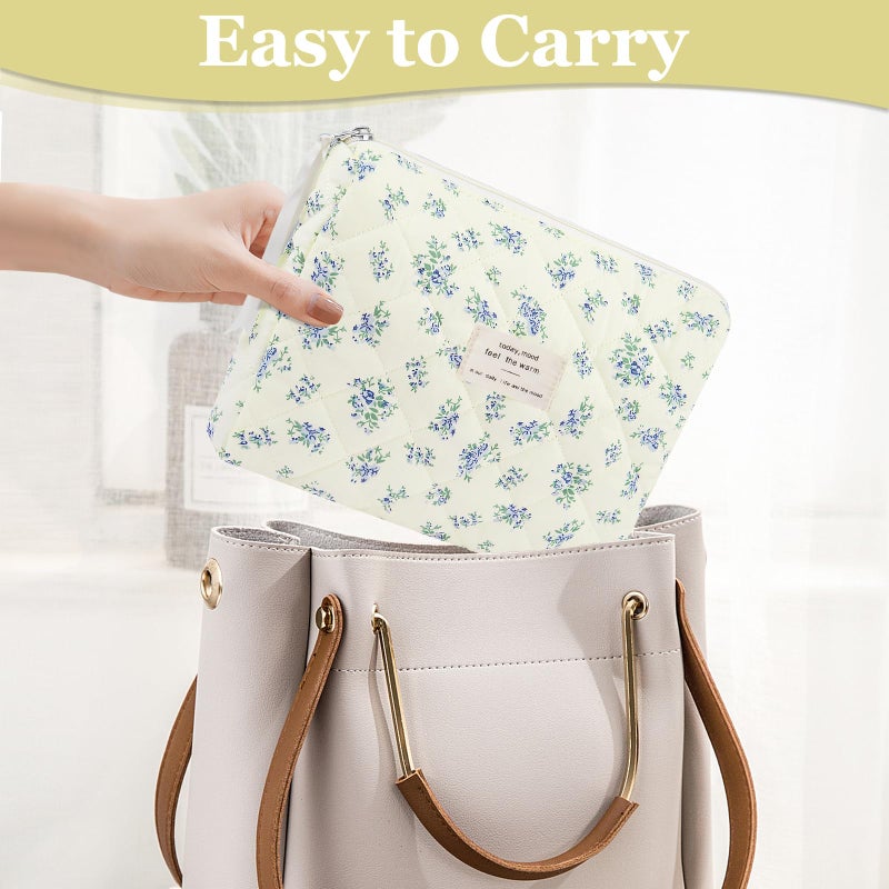 Gosect Floral Makeup Bag  Small Cosmetic Bag for Women Girls  Cute Cotton Makeup Bag  Quilted Makeup Bags  Flower Travel Toiletry Organizer Bag(LSHH) - Image 4